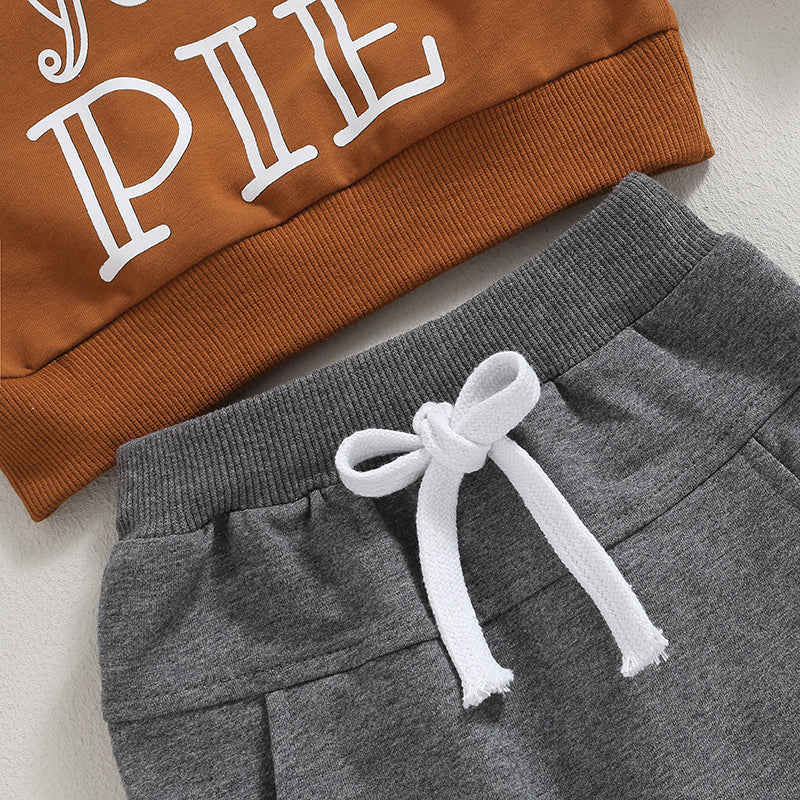 2-Piece Thanksgiving Outfits! Boy's "Mr. Steal Your Pie" Fall Sweatshirt & Pants Sets