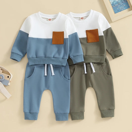 2-Piece Fall / Winter Outfits! Boy's Colorblock Sweatshirt & Pants Sets