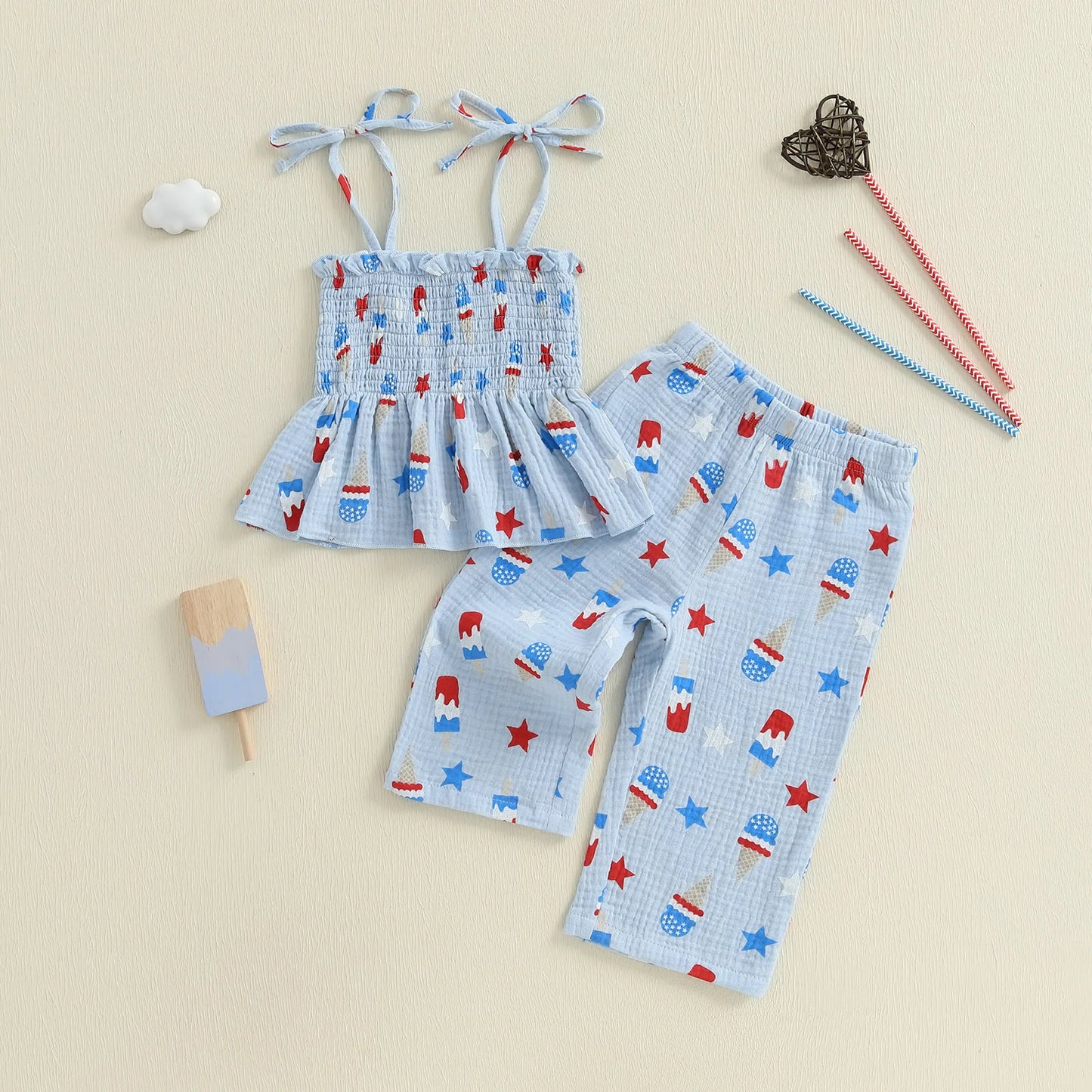 Girl's 2-Piece 4th of July Cami & Pants Sets