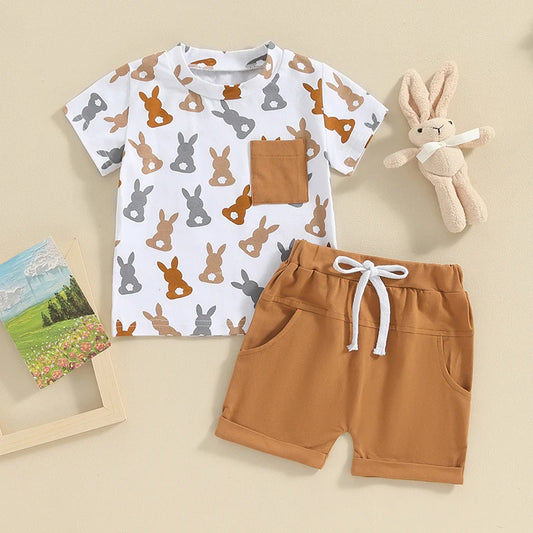 Boy's Easter Bunny T-shirts & Shorts Sets