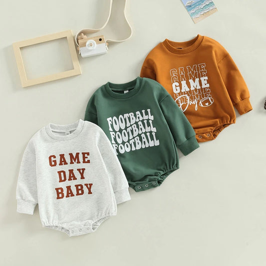 Boy's & Girl's Football Sweatshirt Rompers "Game Day"