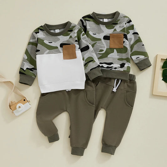 2-Piece Fall Outfits! Boy’s Long Sleeve Sweatshirt & Pants Sets