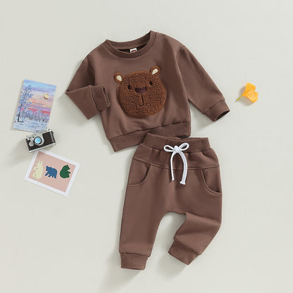 2-Piece Fall/Winter Outfits! Boy's & Girl's Teddybear Sweatshirt & Pants Sets