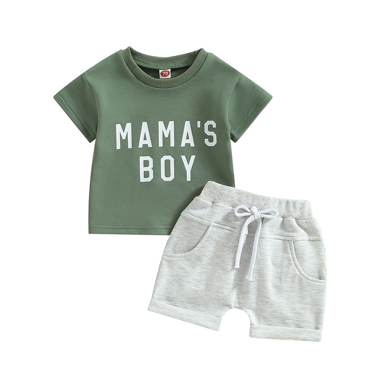 Boy's 2-Piece "Mama's Boy" T-Shirt & Shorts Sets