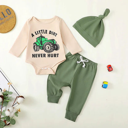 2-Piece Fall Outfits! Boy’s "Mama's Boy" Sweatshirt Rompers, Pants & Hat Sets