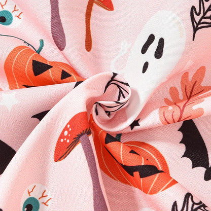 Ghost Pumpkin Halloween Onesies! Boy's Short Sleeve Button-Up with Bow-Tie Collar