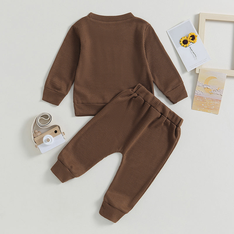 2-Piece Fall / Winter Outfits! Boy's "Little Dude" Letter Print Sweatshirt & Pants Sets