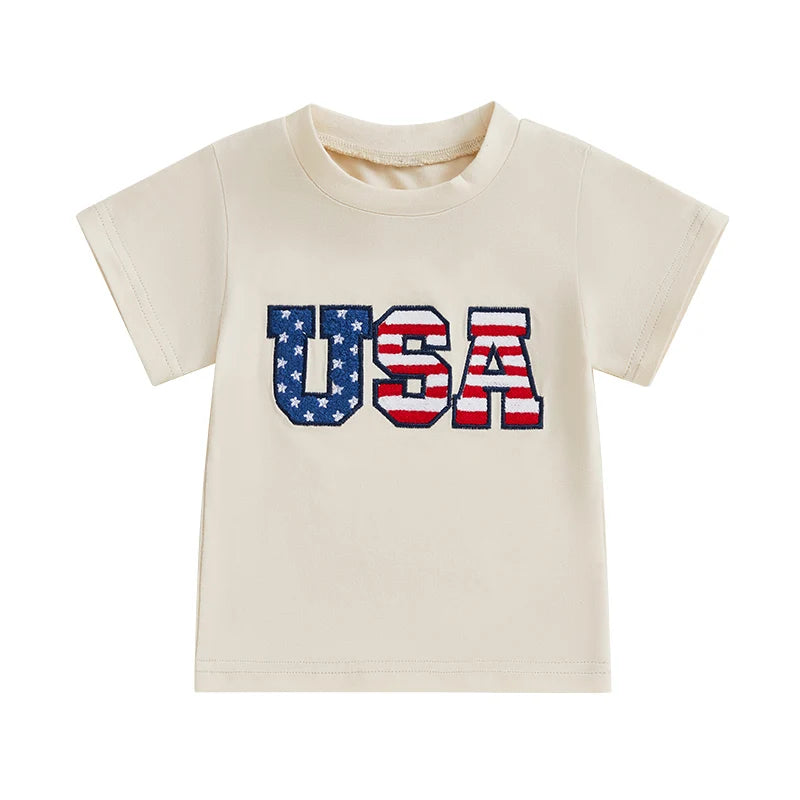 Boy's Embroidered USA 4th of July T-Shirts