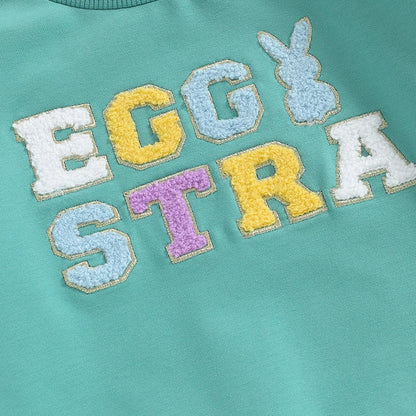 Girl's & Boy's Fuzzy Embroidered Easter Bunny Tops