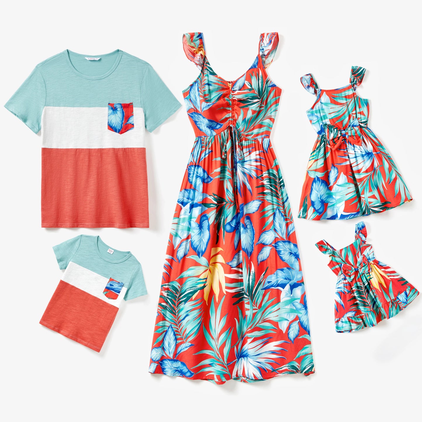 Family Matching! Tropical T-shirts & Sleeveless Dresses