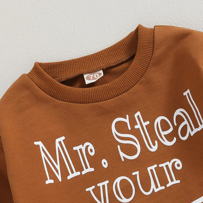 2-Piece Thanksgiving Outfits! Boy's "Mr. Steal Your Pie" Fall Sweatshirt & Pants Sets