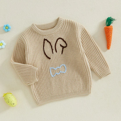 Boy's & Girl's Embroidered Knit Easter Bunny Sweaters