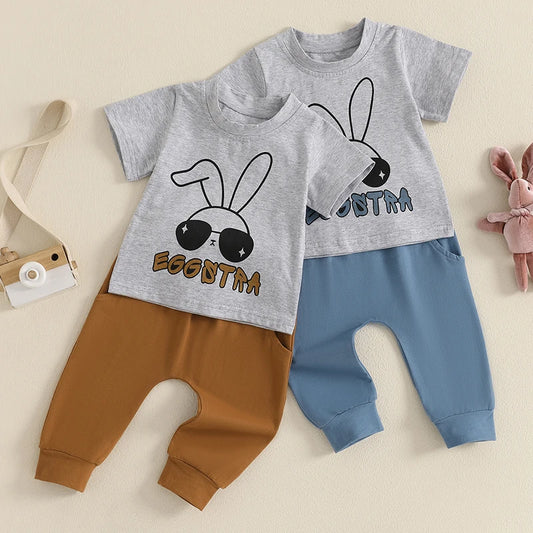 Boy's Easter Bunny T-Shirt & Pants Sets