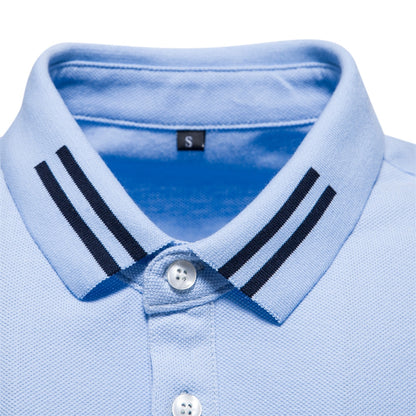 Men's Short Sleeve Polo Solid with Striped Collar