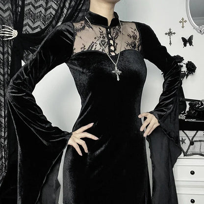 Halloween Dresses! Gothic Lace Bell Sleeve Vampire Dress