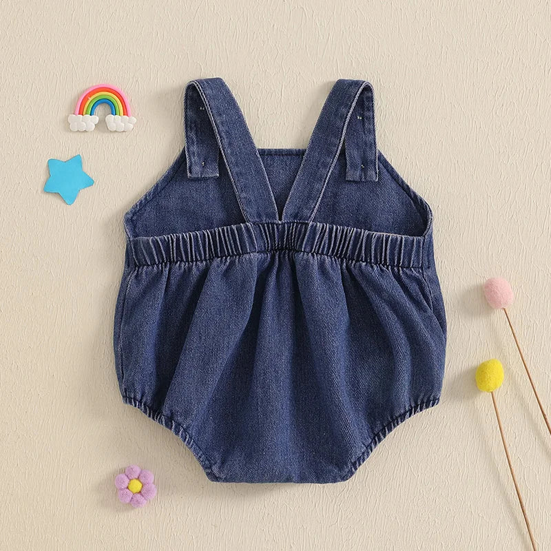 Girl's Embroidered USA 4th of July Overall Rompers