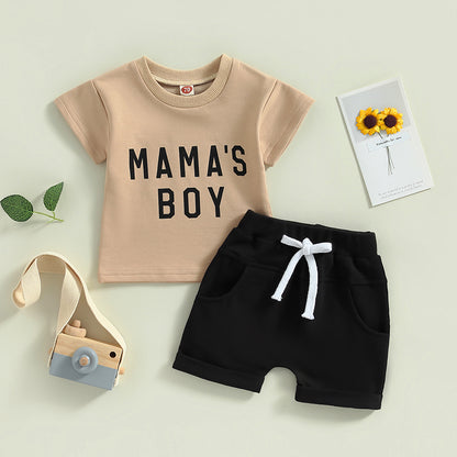 Boy's 2-Piece "Mama's Boy" T-Shirt & Shorts Sets