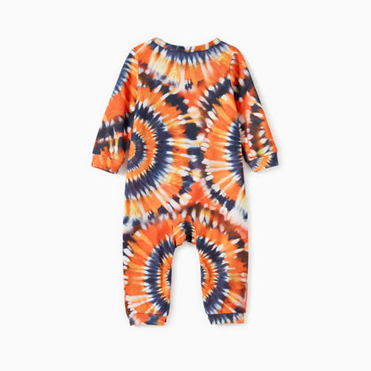 Family Matching! Orange Tie-Dye Halloween Pumpkin Pajama Sets