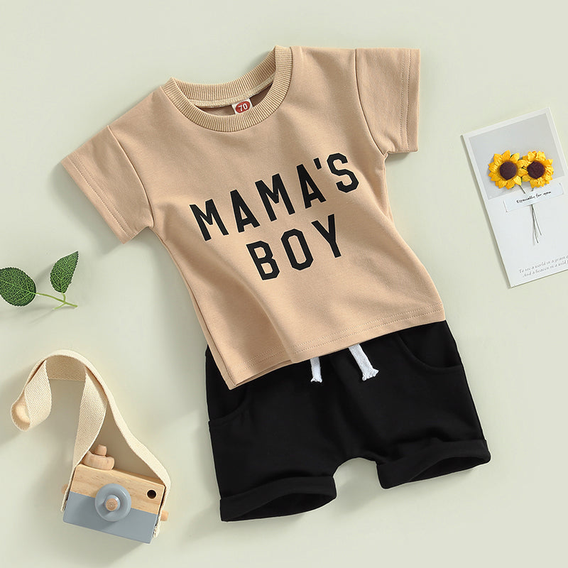 Boy's 2-Piece "Mama's Boy" T-Shirt & Shorts Sets