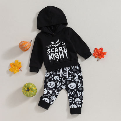 2-Piece Halloween Outfits! Boy’s Long Sleeve Pumpkin, Hoodies & Pants Sets