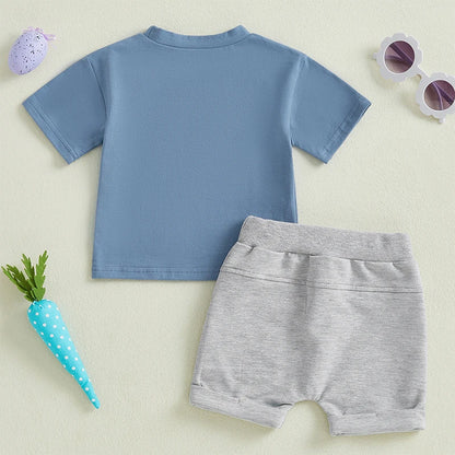 Boy's 2-Piece "Too Hip To Hop" Easter Bunny T-Shirt & Shorts Sets