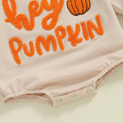 Girl's & Boy's Embroidered *hey Pumpkin* Halloween Sweatshirt Onesies