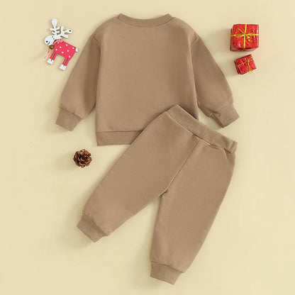 2-Piece Christmas Outfits! Boy’s Long Sleeve Sweatshirt & Pants Sets