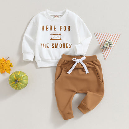 2-piece Thanksgiving Sets! Boy's & Girl's *Here For The Smores* Fall Sweatshirts & Sweatpants Outfits