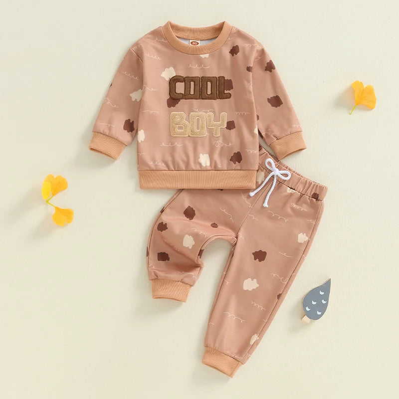 2-Piece Fall Outfits! Boy’s Long Sleeve Sweatshirt & Pants Sets