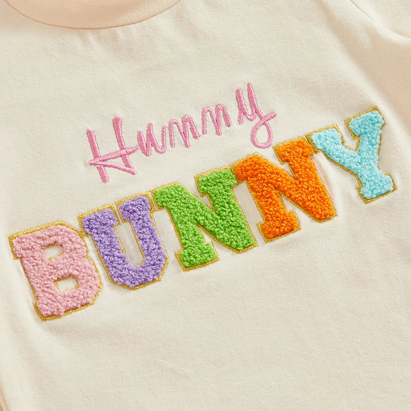 Boy's & Girl's Easter Bunny Embroidered T-Shirt & Shorts Set