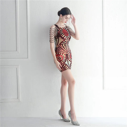 Chic Mini Party Dresses in Black, Burgundy, Champagne Gold, or Red