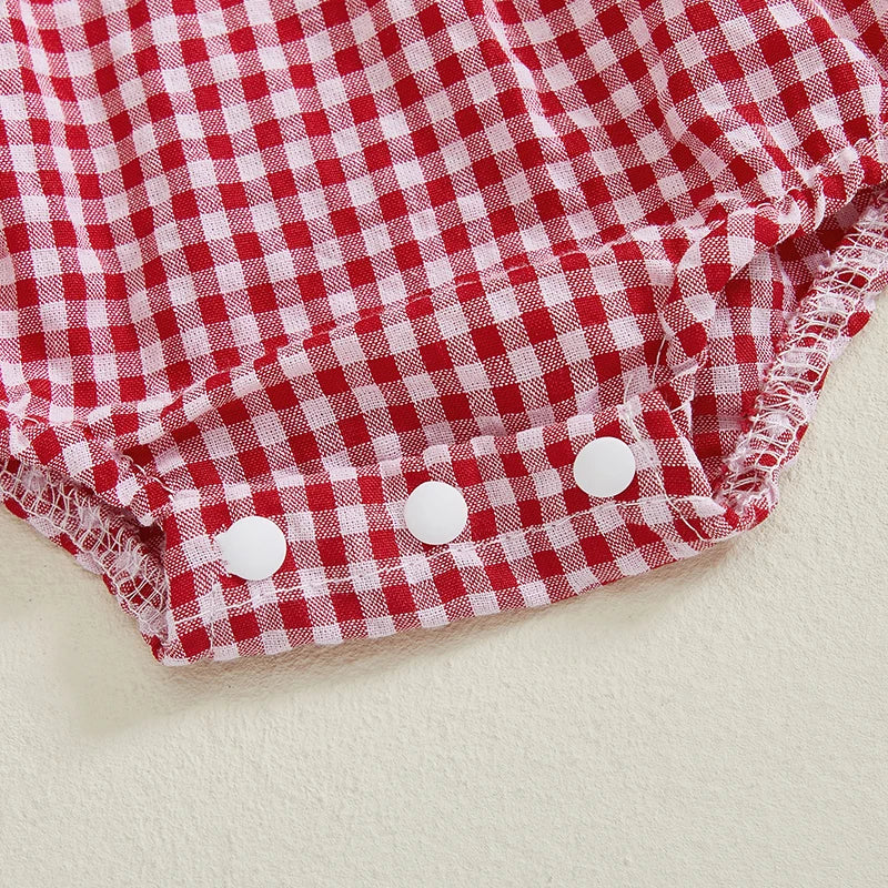 Girl's Embroidered Doll Collar Heart Rompers