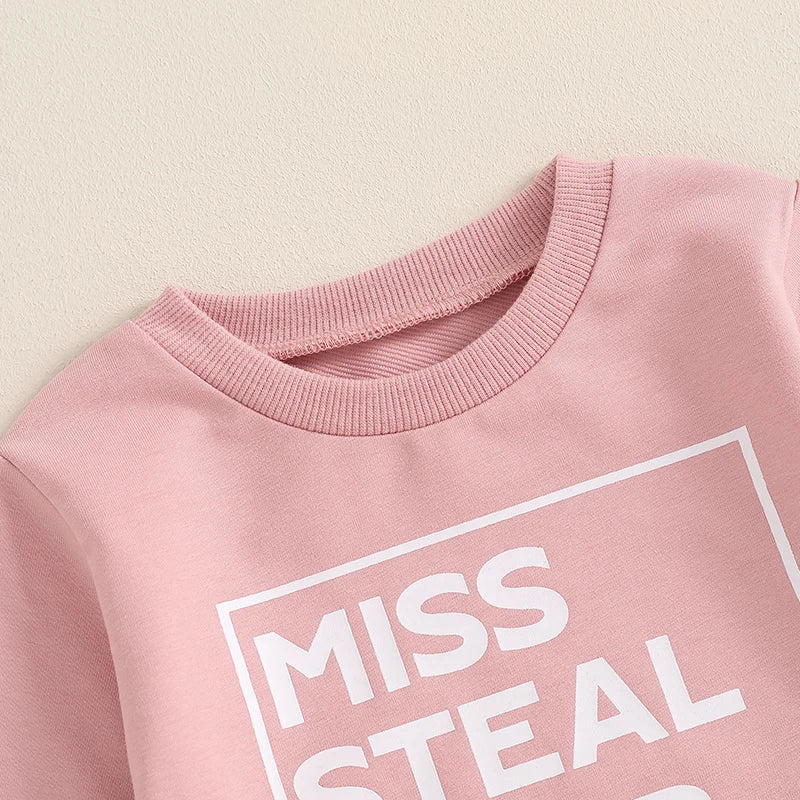 2-Piece Fall Outfits! Girl’s "Miss Steal Your Snacks" Sweatshirt & Pants Sets