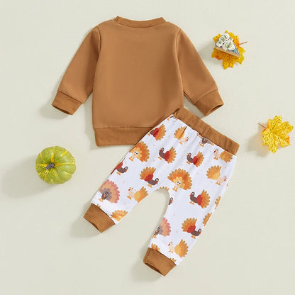 2-Piece Thanksgiving Outfits! Boy's & Girl’s "Little Turkey" Sweatshirt & Pants Sets