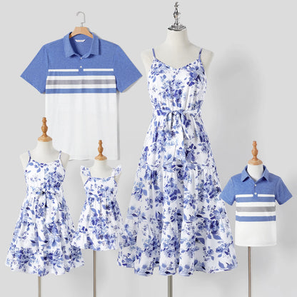 Family Matching! Floral Belted Cami Dresses & Striped Polos