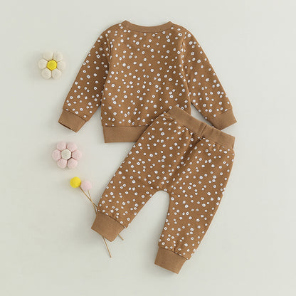 2-Piece Fall Outfits! Girl’s Long Sleeve Flower Sweatshirt & Pants Sets