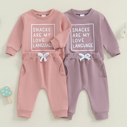 2-piece Fall Sets! Girl's *Snacks Are My Love Language* Sweatshirts & Sweatpants