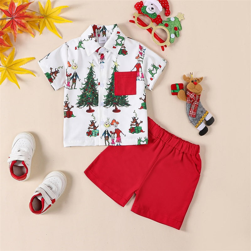 2-Piece Fall Outfits! Boy’s Short Sleeve Rompers, Shorts & Bow-Tie Sets