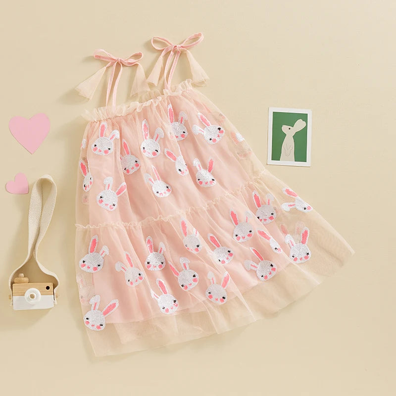 Girl's Tulle Sequin Easter Bunny Dresses