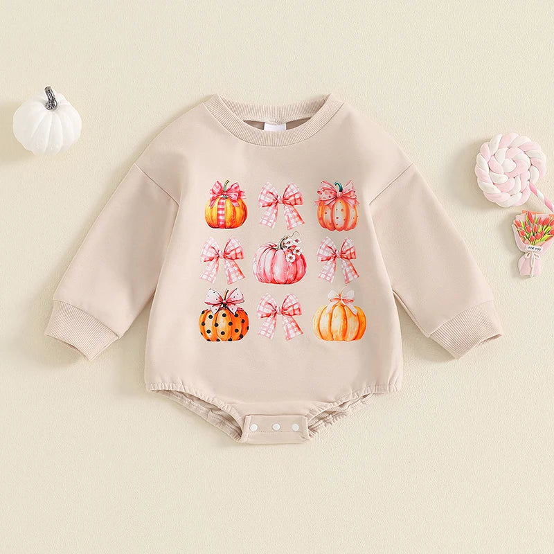 Fall Onesies! Girl's Bow Pumpkin Sweatshirts