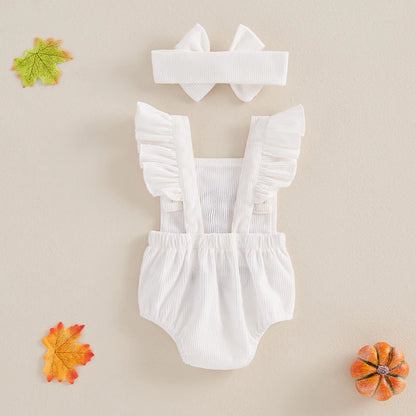 2-Piece Halloween Outfits! Girl’s Ghost, Flower Rompers & Headband Sets