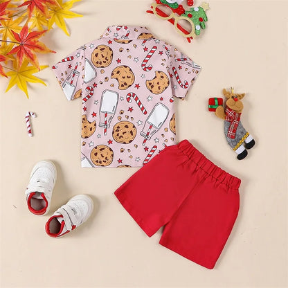 2-Piece Fall Outfits! Boy’s Short Sleeve Rompers, Shorts & Bow-Tie Sets