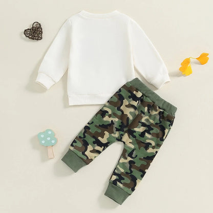 2-Piece Fall Outfits! Boy’s Long Sleeve Embroidered Sweatshirt & Pants Sets