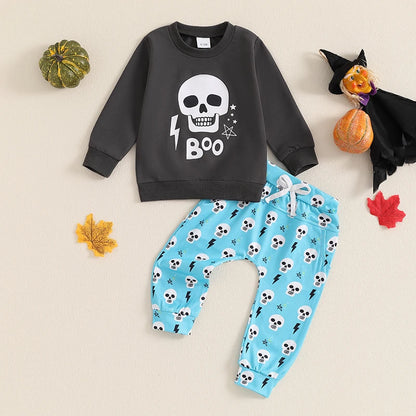 2-Piece Halloween Outfits! Boy’s Long Sleeve Sweatshirt & Pants Sets