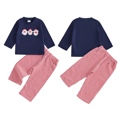 Boy's & Girl's 2-Piece Christmas Embroidered Santa Sweatshirts & Pants Sets