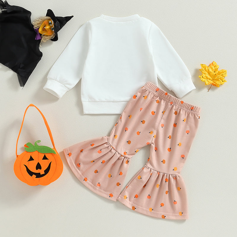 2-Piece Halloween Outfits! Girl’s Long Sleeve Pumpkin Sweatshirt & Pants Sets