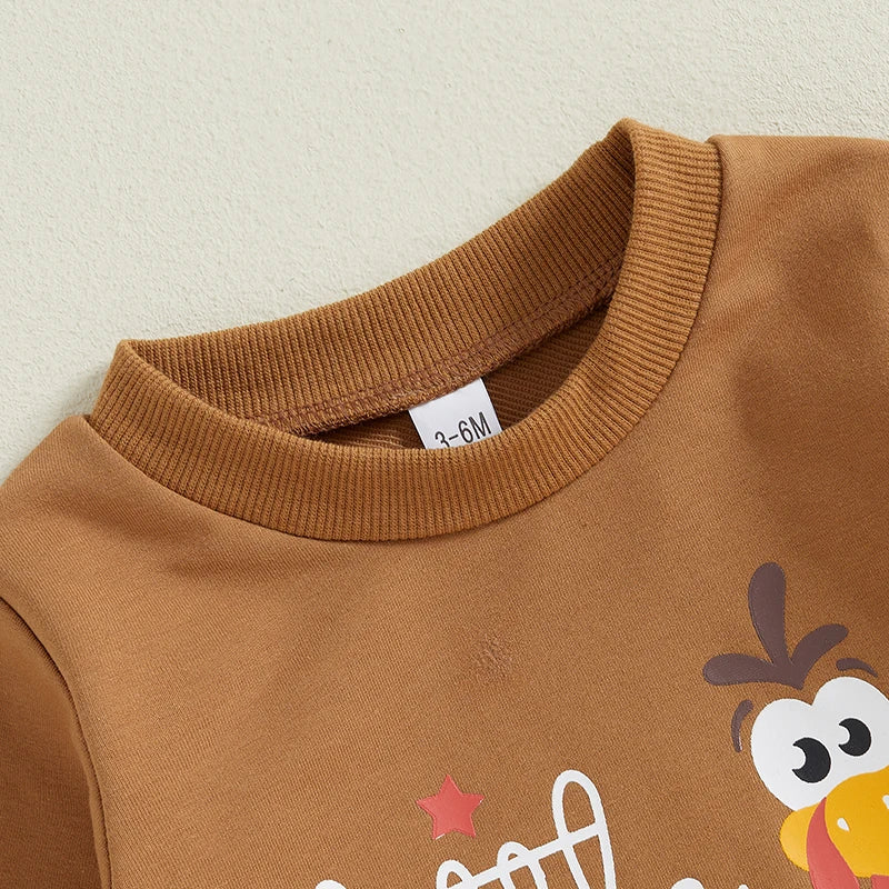 2-Piece Thanksgiving Outfits! Boy's & Girl’s "Little Turkey" Sweatshirt & Pants Sets