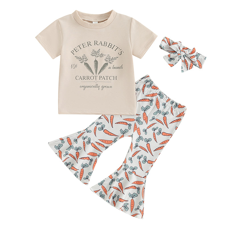 Girl's Easter T-shirts, Carrot Flare Pants & Headband Set