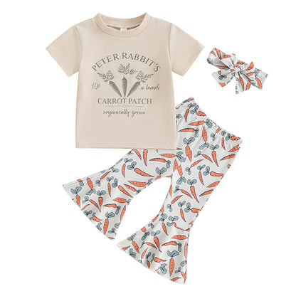 Girl's Easter T-shirts, Carrot Flare Pants & Headband Set