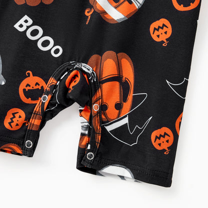 Family Matching! Halloween Pumpkin Ghost Spiderweb Polo Shirts or Ruched Sleeveless Dresses